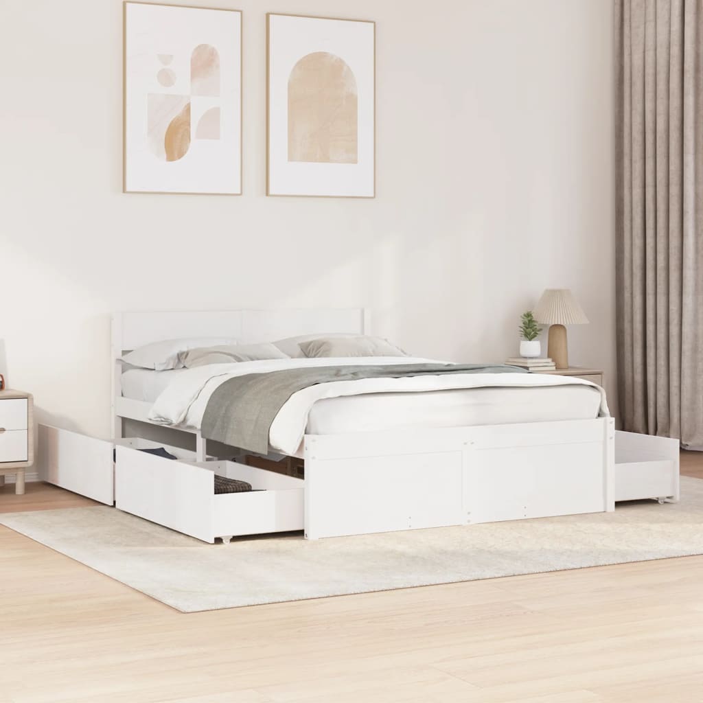 Bedframe White 120x200cm Solid Wood Pine - Tyrell & Tyrell