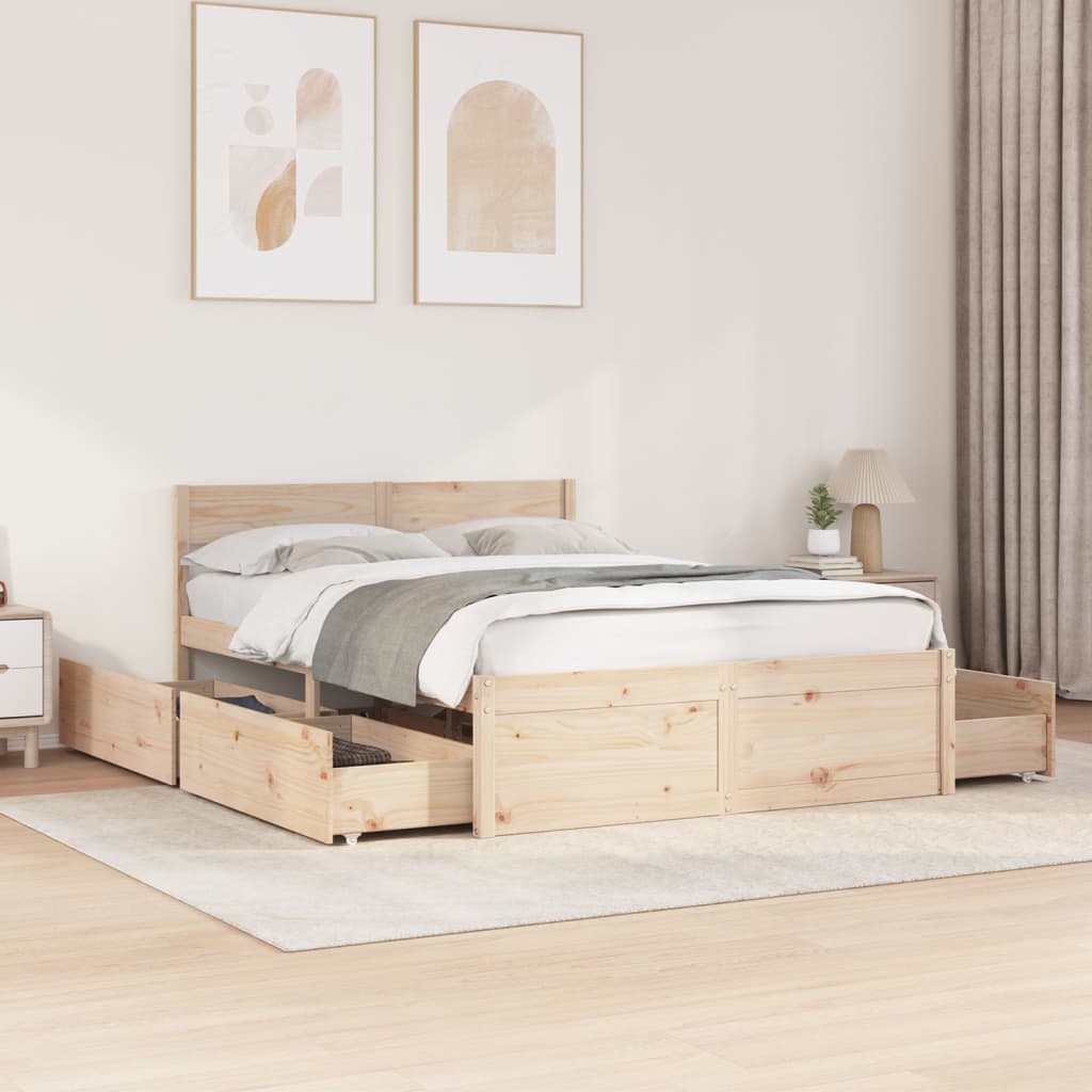 Bedframe 120x190cm Small Double Solid Wood Pine - Decor Base
