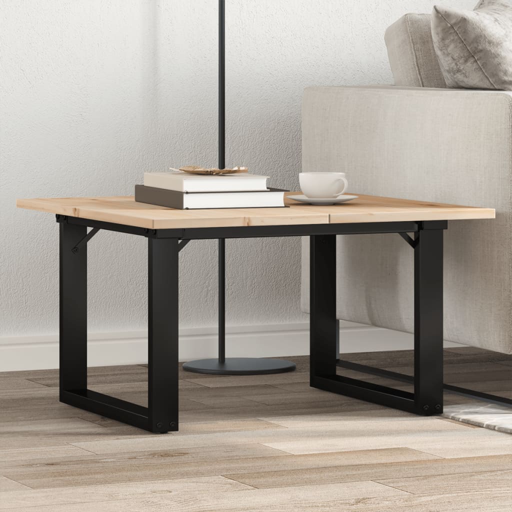 Coffee Table O-Frame 60x60x40 cm Solid Wood Pine and Steel - Charlotte Dunes