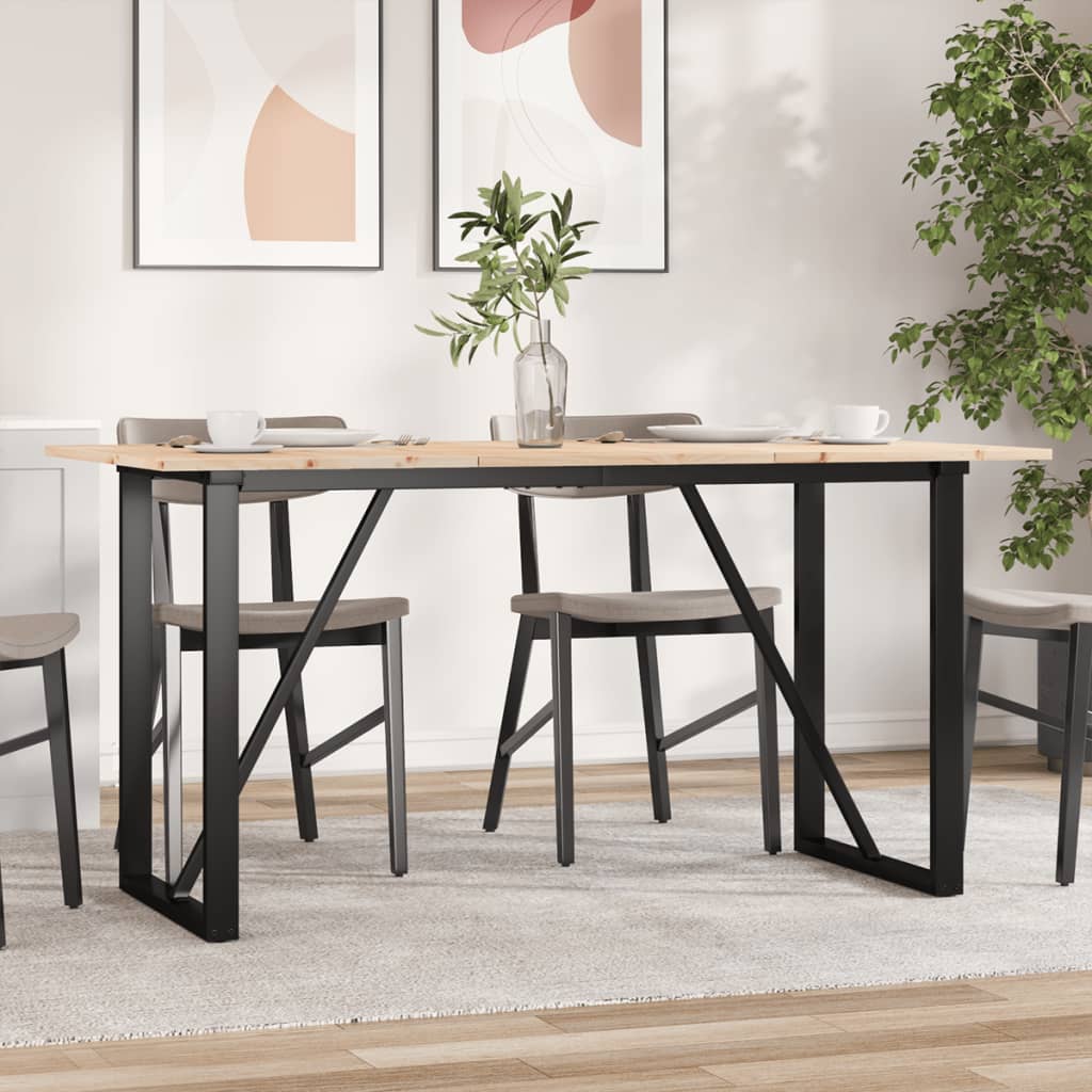 Dining Table O-Frame 160x80x75 cm Solid Wood Pine and Steel - Merlin Deals
