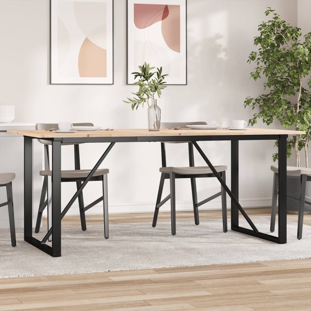 Dining Table O-Frame 180x90x75 cm Solid Wood Pine and Steel - Unbeatable Bargains