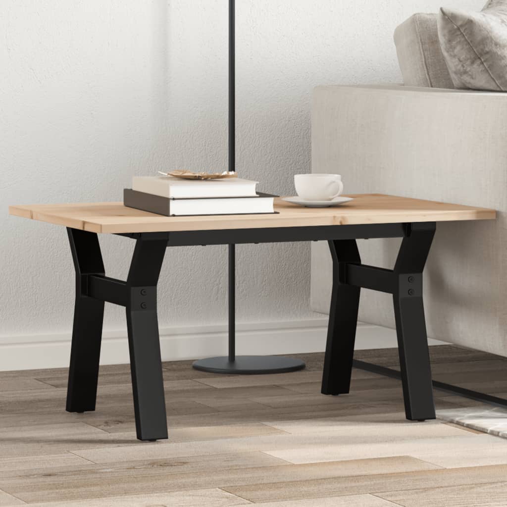 Coffee Table Y-Frame 80x50x40 cm Solid Wood Pine and Steel - Design Hut