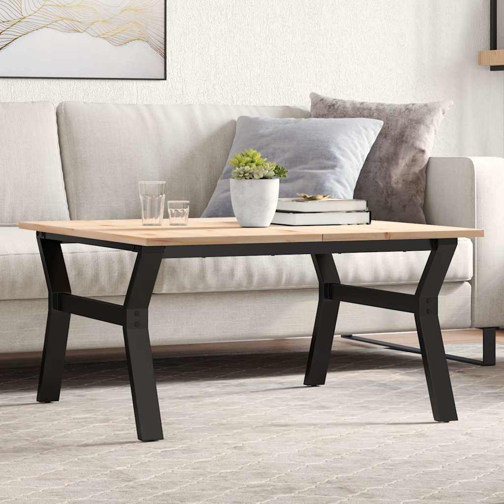 Coffee Table Y-Frame 80x80x45 cm Solid Wood Pine and Steel - Discount Dealers