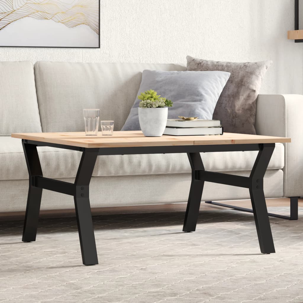 Coffee Table Y-Frame 90x90x45 cm Solid Wood Pine and Steel - Merlin Deals