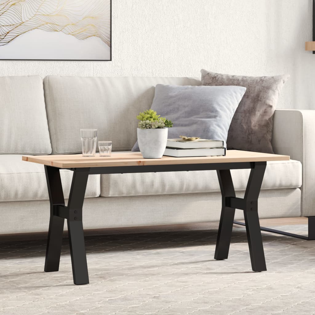 Coffee Table Y-Frame 100x50x45 cm Solid Wood Pine and Steel - Discount Dealers