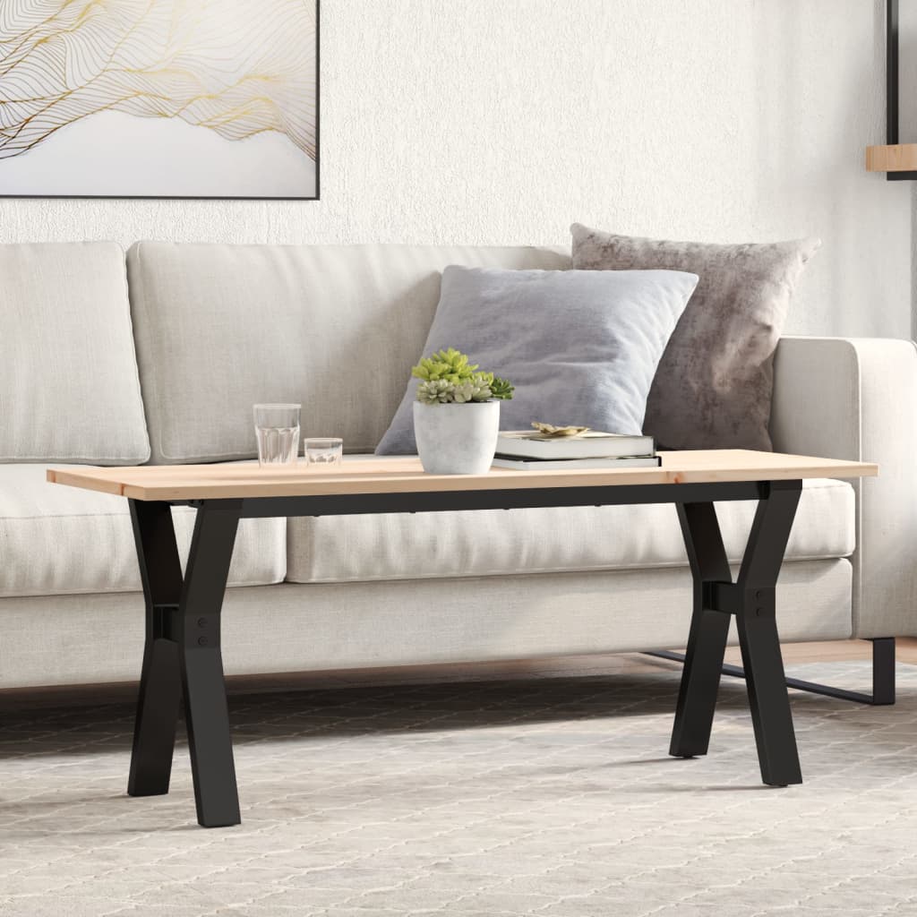 Coffee Table Y-Frame 110x40x45 cm Solid Wood Pine and Steel - Discount Dealers