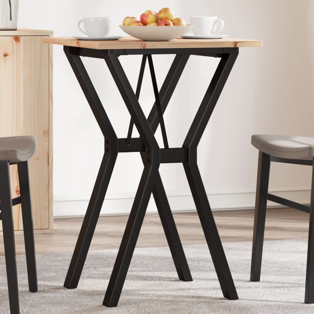 Dining Table Y-Frame 50x50x75 cm Solid Wood Pine and Steel - Decor Base