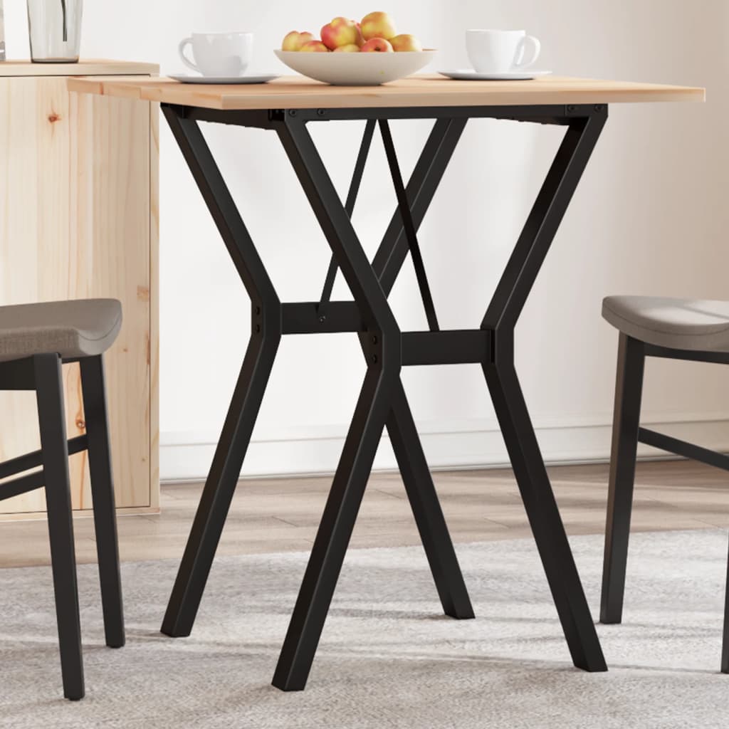 Dining Table Y-Frame 70x70x75 cm Solid Wood Pine and Steel - Decor Base
