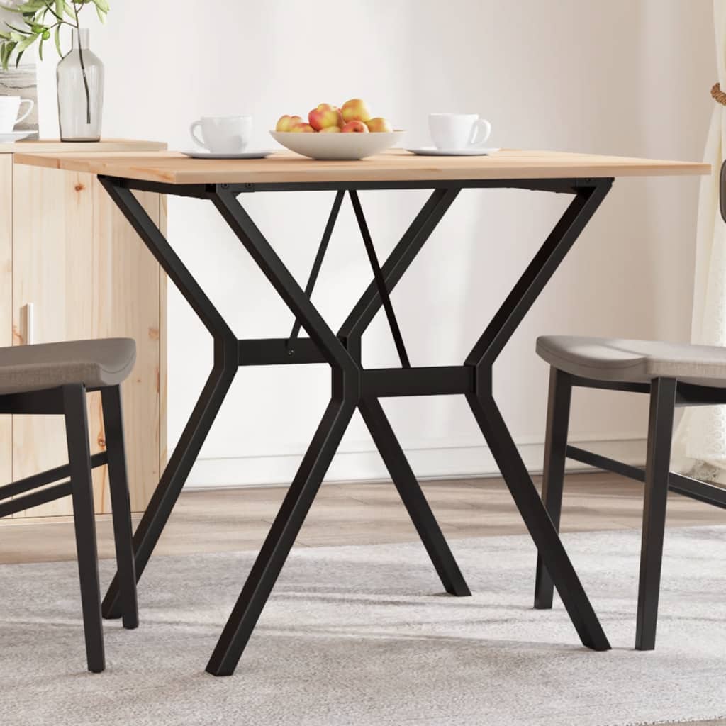 Dining Table Y-Frame 90x90x75 cm Solid Wood Pine and Steel - Decor Base