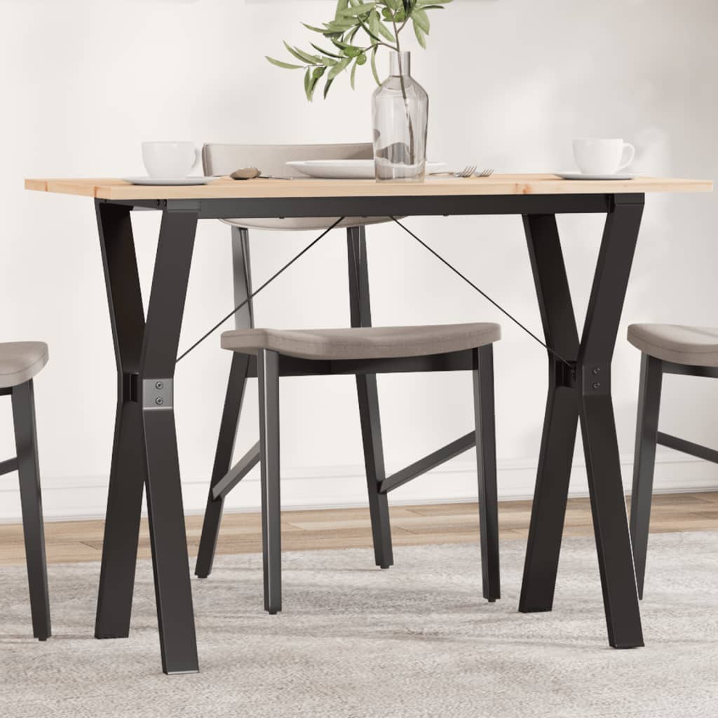 Dining Table Y-Frame 100x50x75 cm Solid Wood Pine and Steel - Decor Base