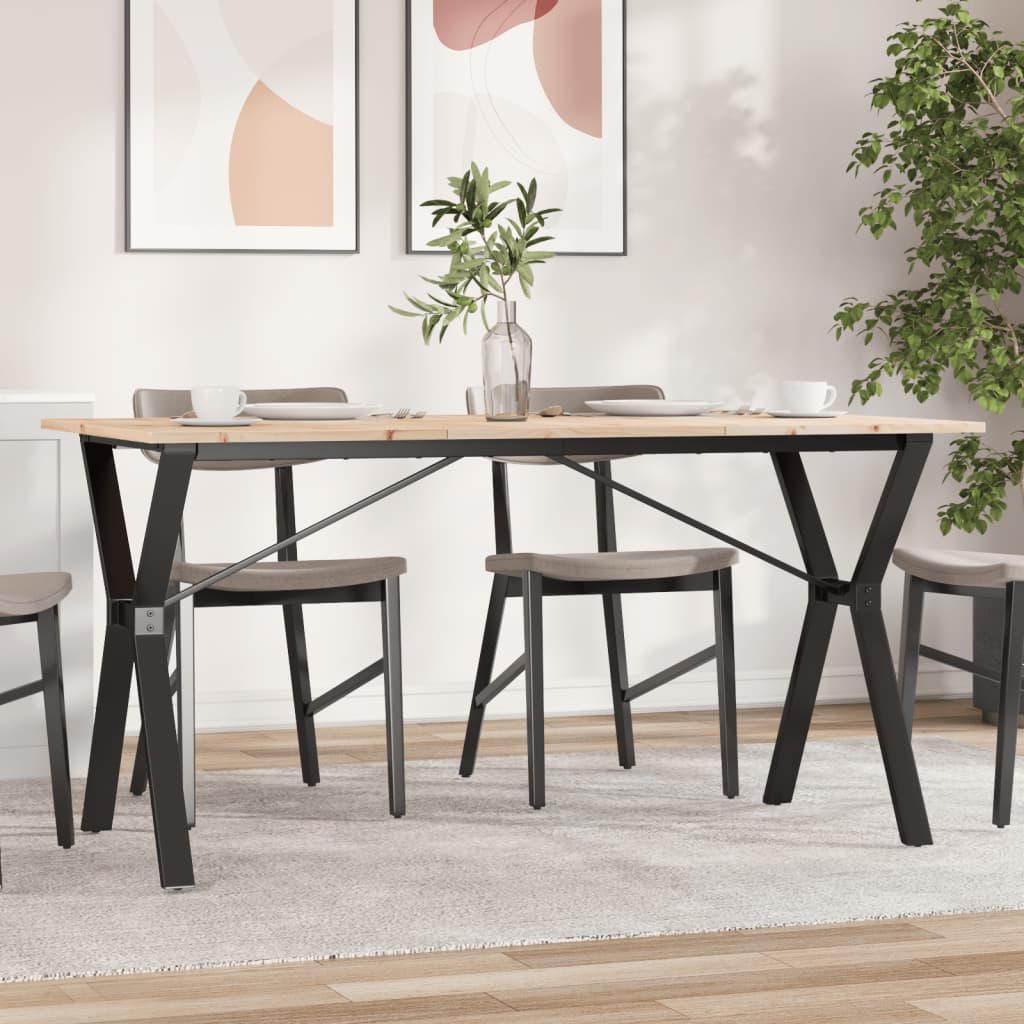 Dining Table Y-Frame 160x80x75 cm Solid Wood Pine and Steel - Decor Base