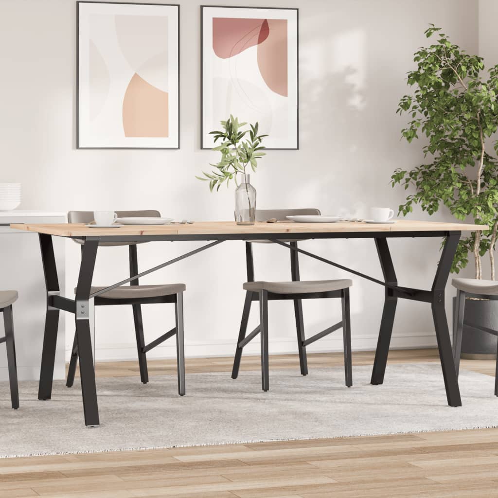 Dining Table Y-Frame 180x90x75 cm Solid Wood Pine and Steel - Decor Base