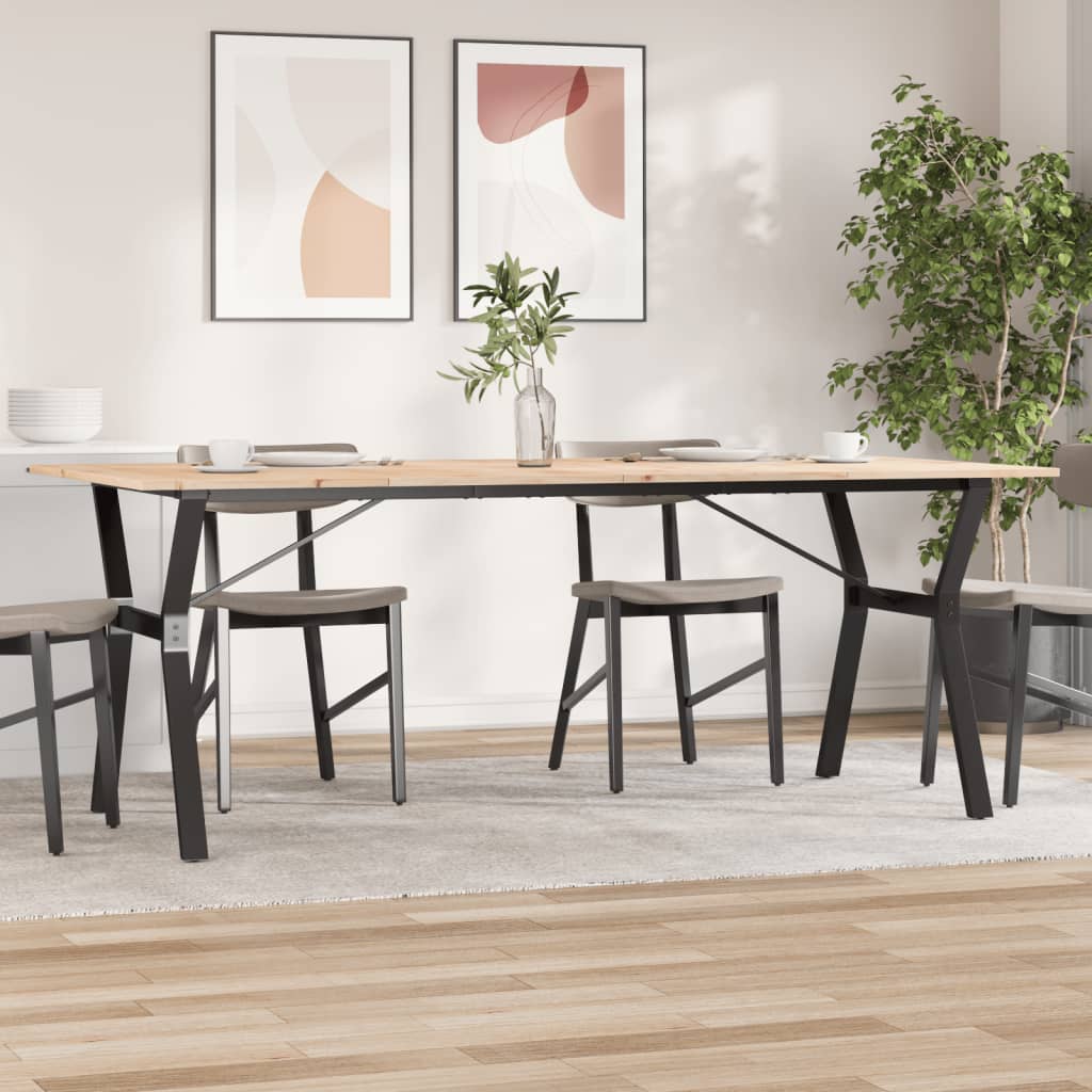 Dining Table Y-Frame 200x100x75 cm Solid Wood Pine and Steel - Decor Base