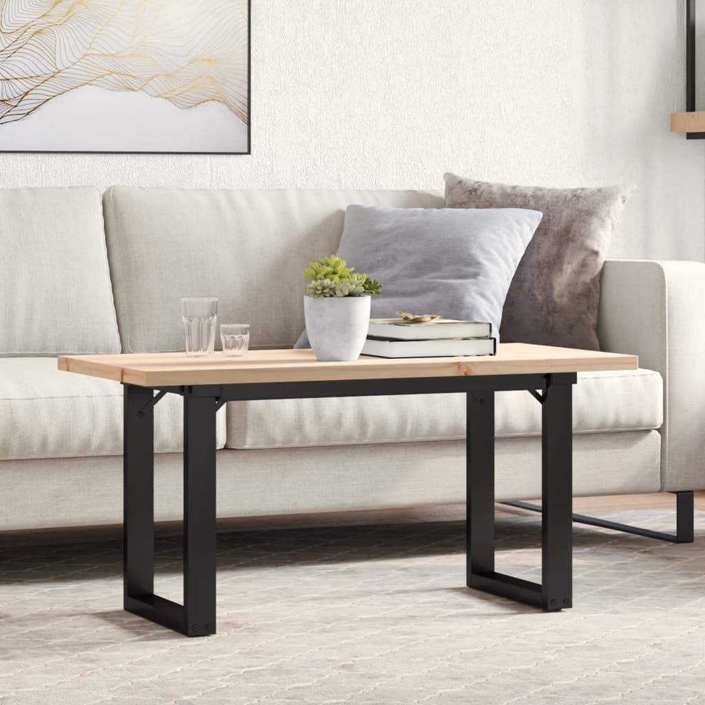 Coffee Table O-Frame 90x40x45.5 cm Solid Wood Pine and Steel - Merlin Deals