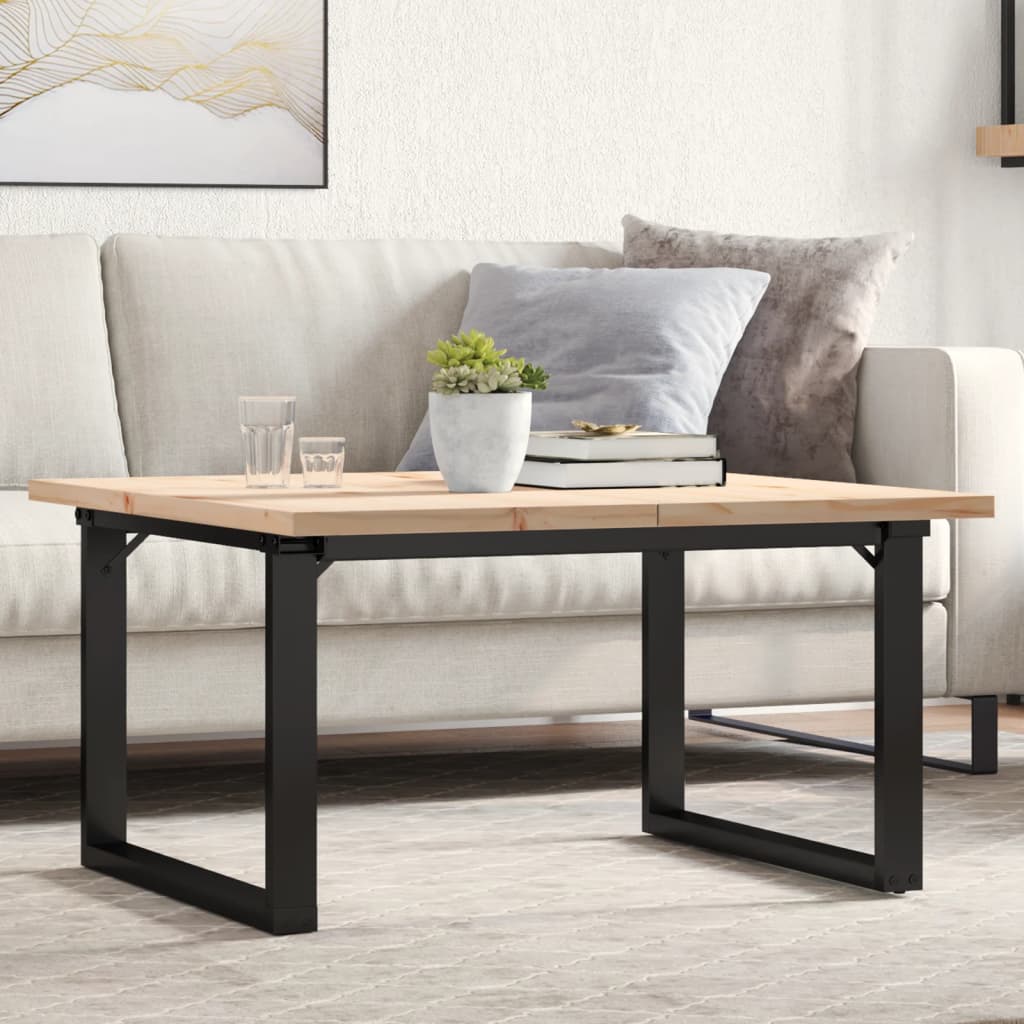 Coffee Table O-Frame 90x90x45.5 cm Solid Wood Pine and Steel - Merlin Deals