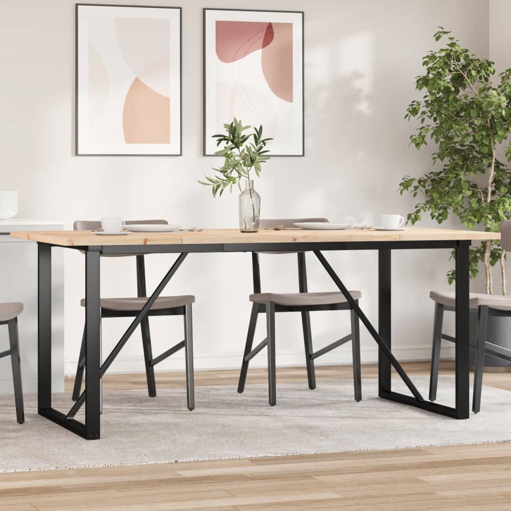 Dining Table O-Frame 180x90x75.5 cm Solid Wood Pine and Steel - Unbeatable Bargains