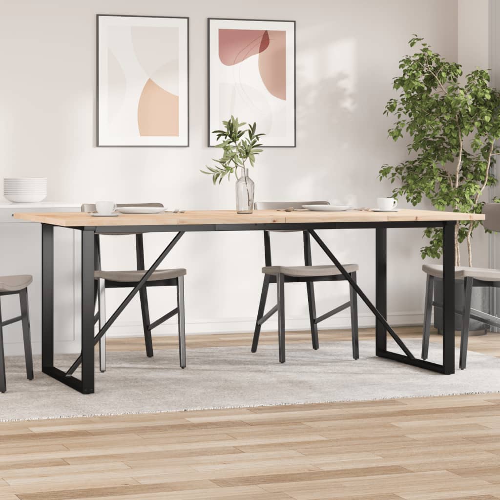 Dining Table O-Frame 200x100x75.5 cm Solid Wood Pine and Steel - Casper Homes