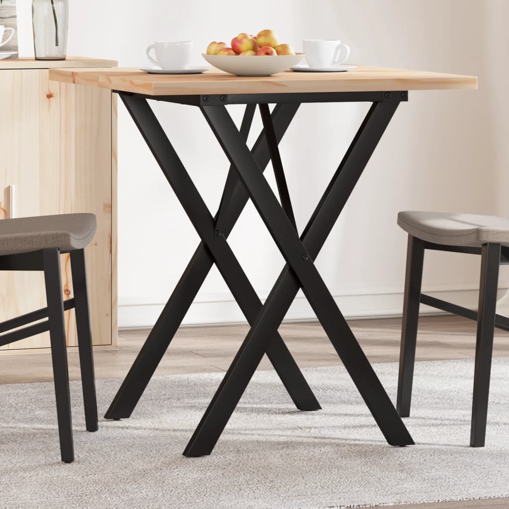 Dining Table X-Frame 70x70x75.5 cm Solid Wood Pine and Steel - Decor Base