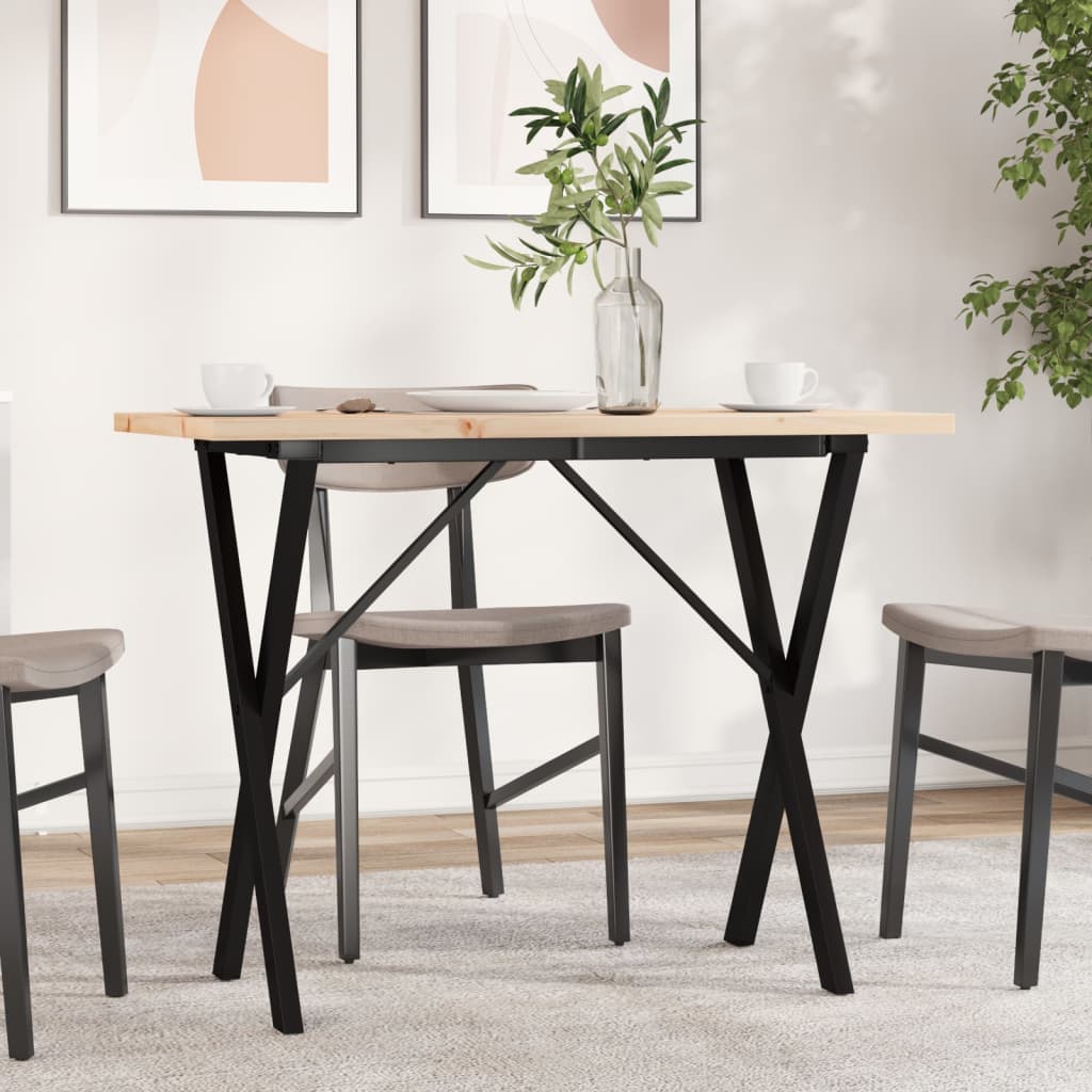 Dining Table X-Frame 100x50x75.5 cm Solid Wood Pine and Steel - Decor Base