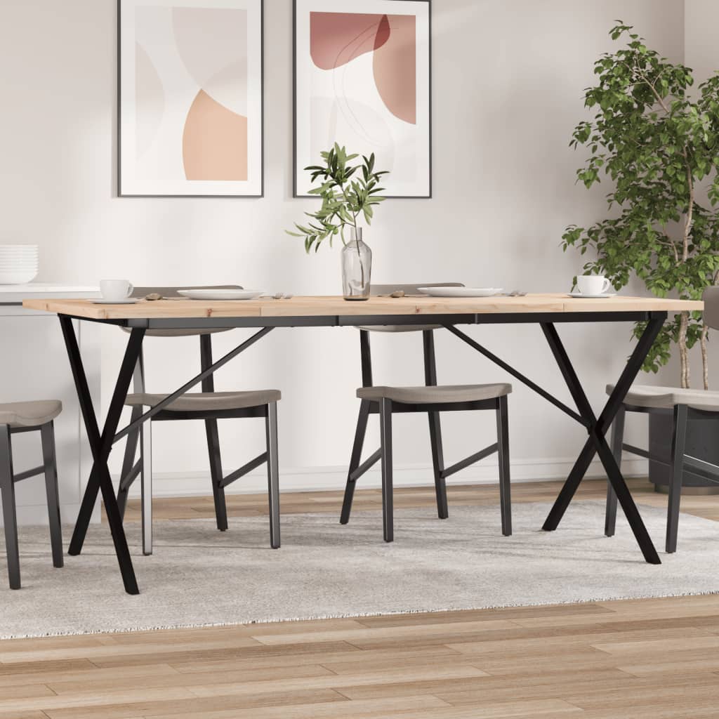 Dining Table X-Frame 180x90x75.5 cm Solid Wood Pine and Steel - Decor Base