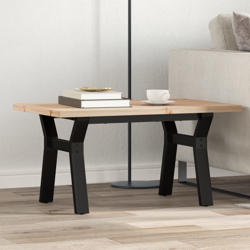 Coffee Table Y-Frame 80x50x40.5 cm Solid Wood Pine and Steel - Design Hut