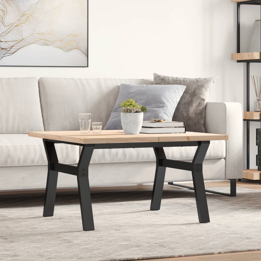 Coffee Table Y-Frame 80x80x45.5 cm Solid Wood Pine and Steel - Discount Dealers