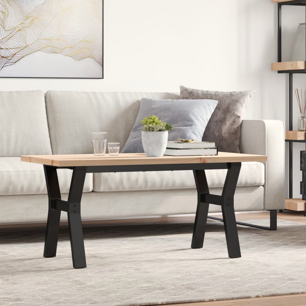 Coffee Table Y-Frame 100x50x45.5 cm Solid Wood Pine and Steel - Design Hut