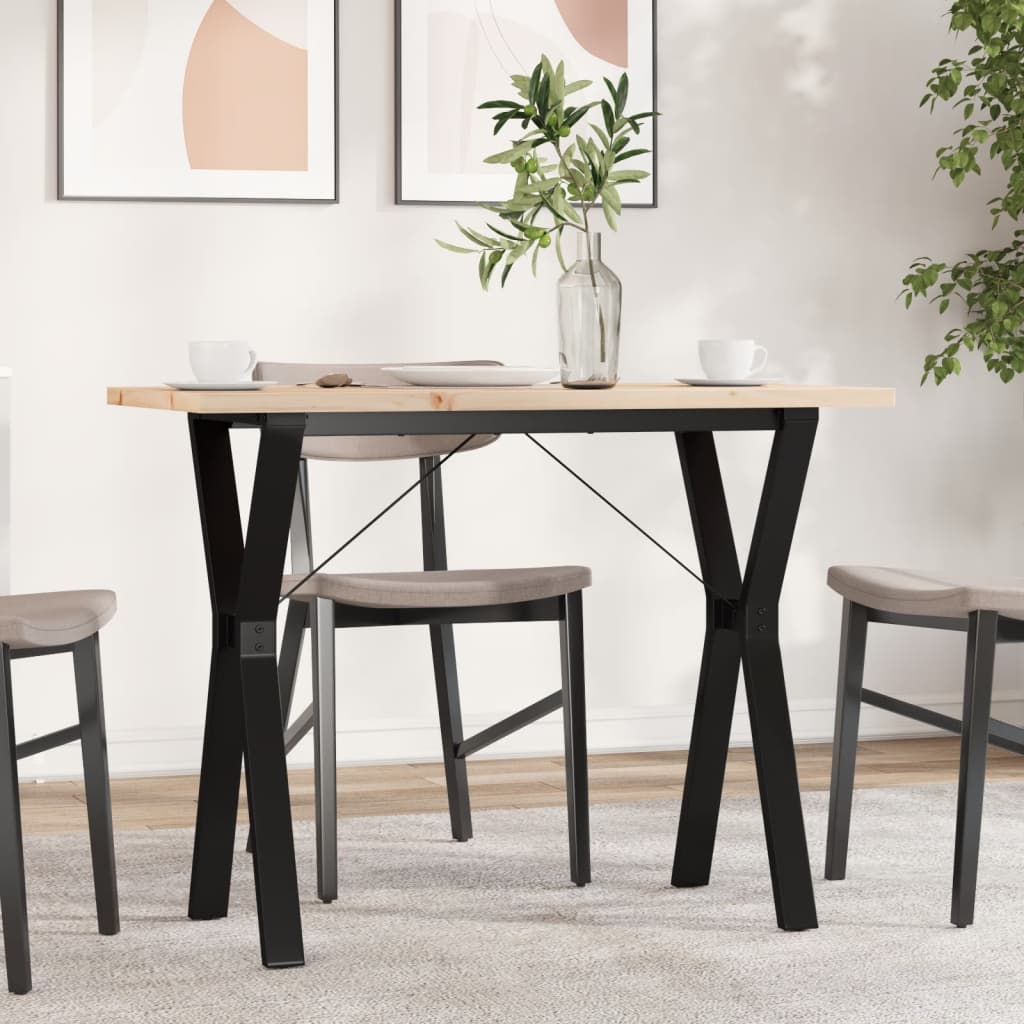 Dining Table Y-Frame 100x50x75.5 cm Solid Wood Pine and Steel - Decor Base