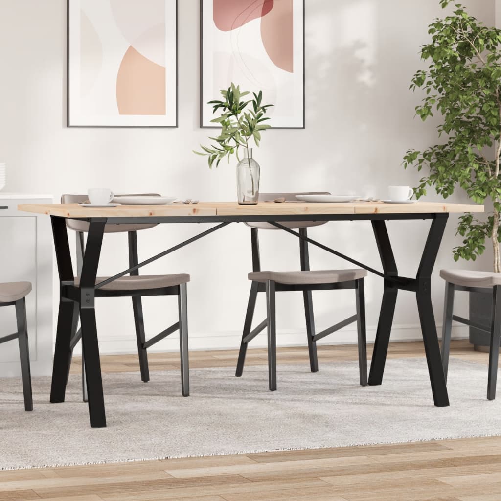 Dining Table Y-Frame 140x80x75.5 cm Solid Wood Pine and Steel - Decor Base