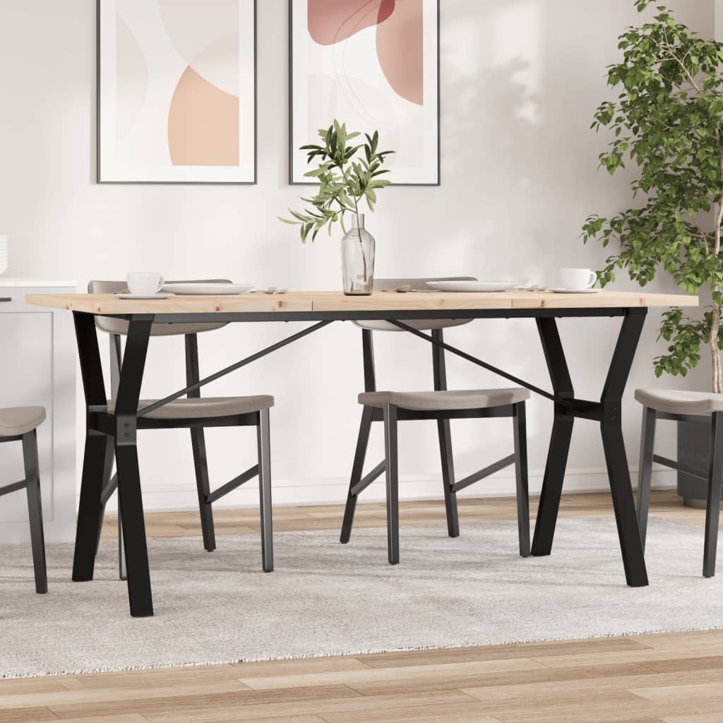 Dining Table Y-Frame 160x80x75.5 cm Solid Wood Pine and Steel - Merlin Deals