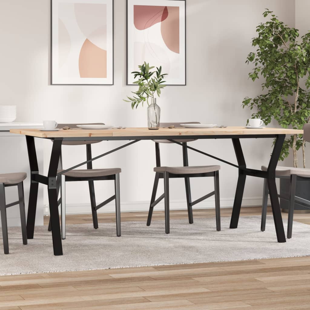 Dining Table Y-Frame 180x90x75.5 cm Solid Wood Pine and Steel - Decor Base