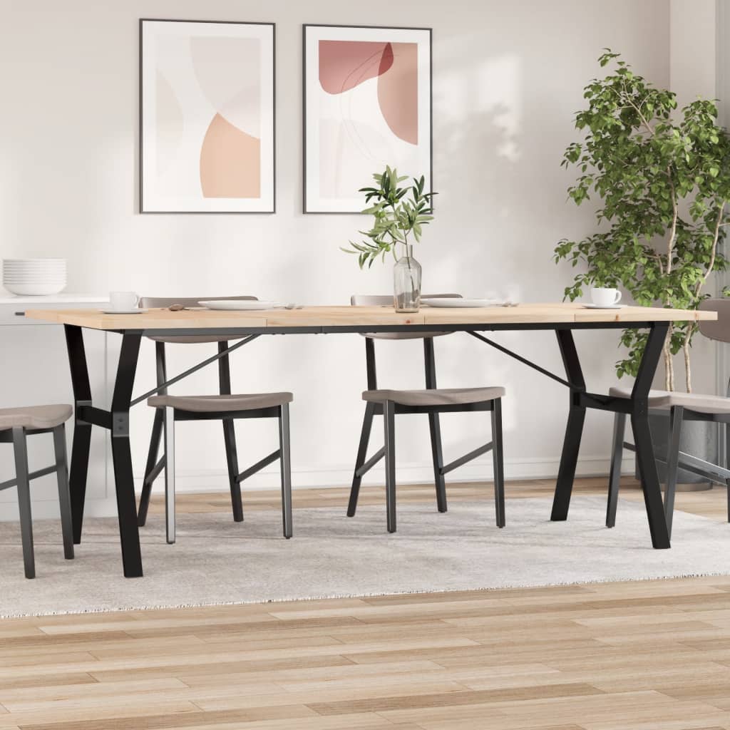 Dining Table Y-Frame 200x100x75.5 cm Solid Wood Pine and Steel - Casper Homes