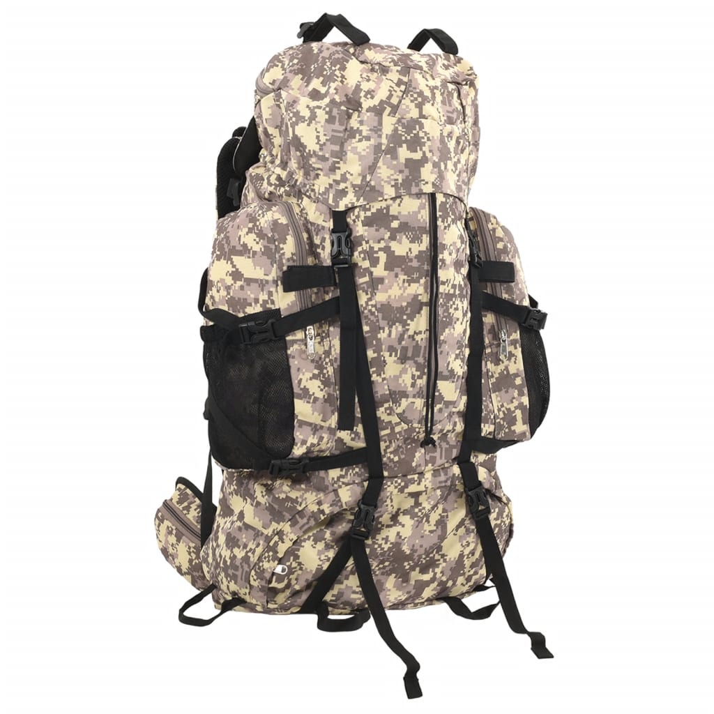 Hiking Backpack Camel Brown Camouflage 80 L Oxford Fabric - Decor Base