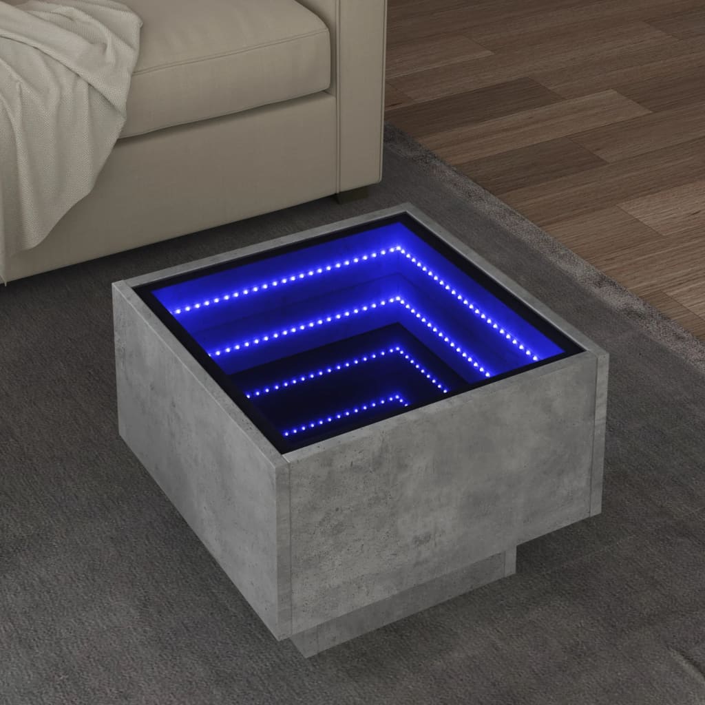 Side Table with LED Concrete Grey 40x40x30 cm Engineered Wood - Design Hut