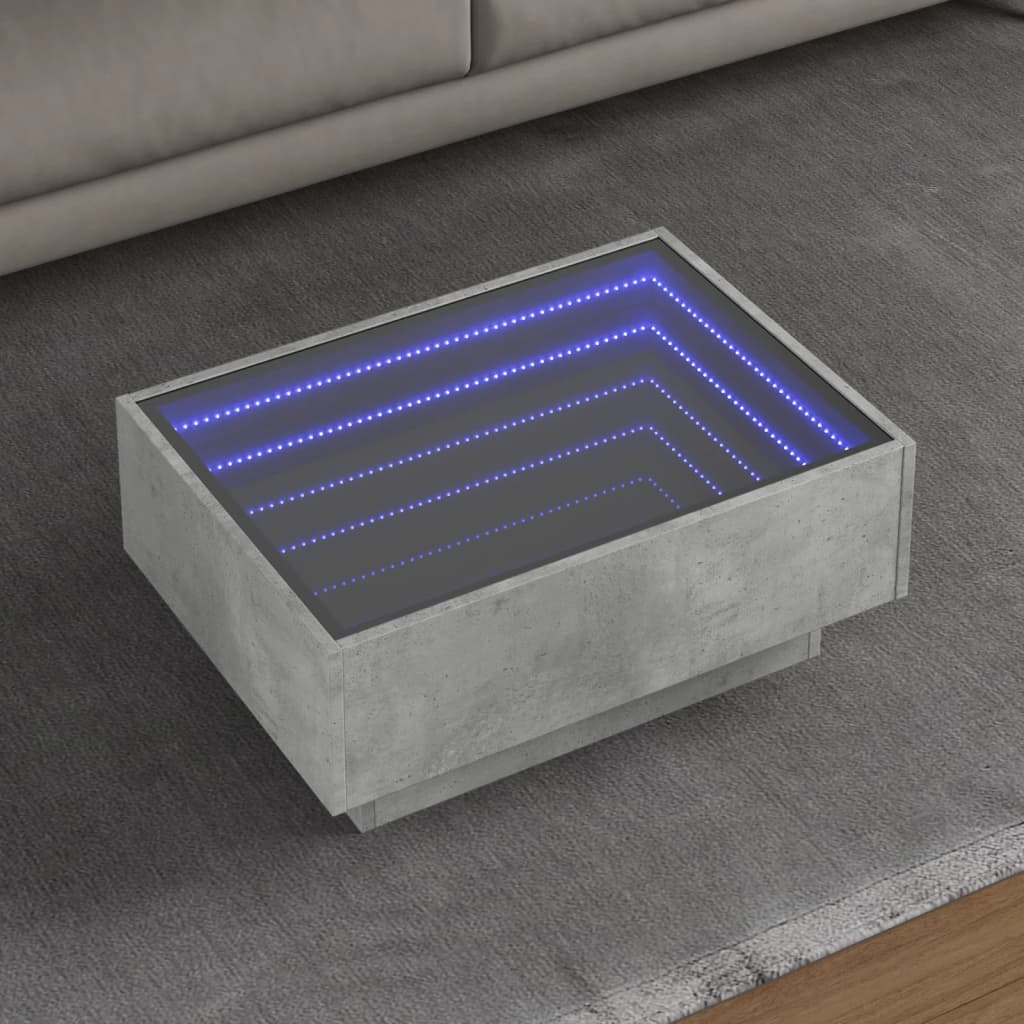 Coffee Table with LED Concrete Grey 70x50x30 cm Engineered Wood - Design Hut
