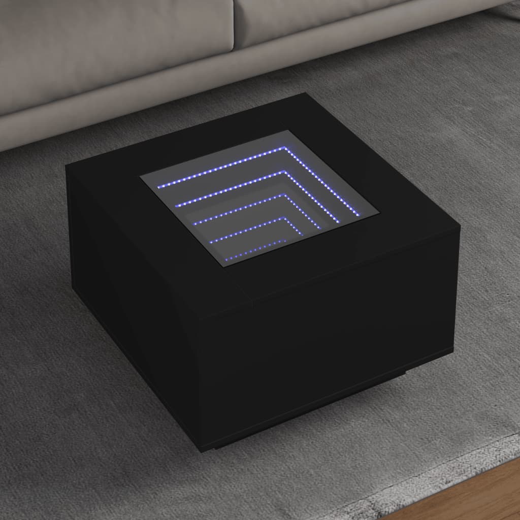 Coffee Table with LED Black 60x60x40 cm Engineered Wood - Design Hut