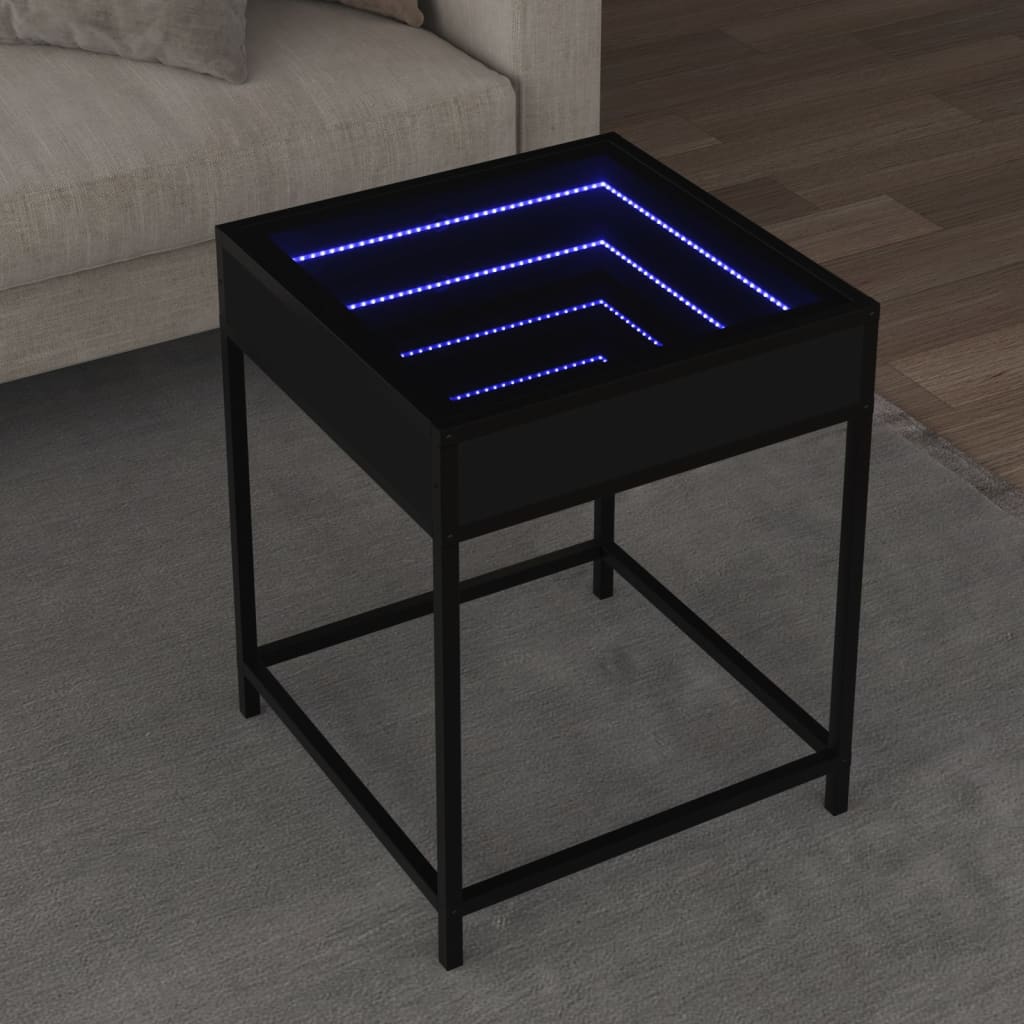 Coffee Table with Infinity LED Black 40x40x51 cm - vid-847672 - Discount Dealers