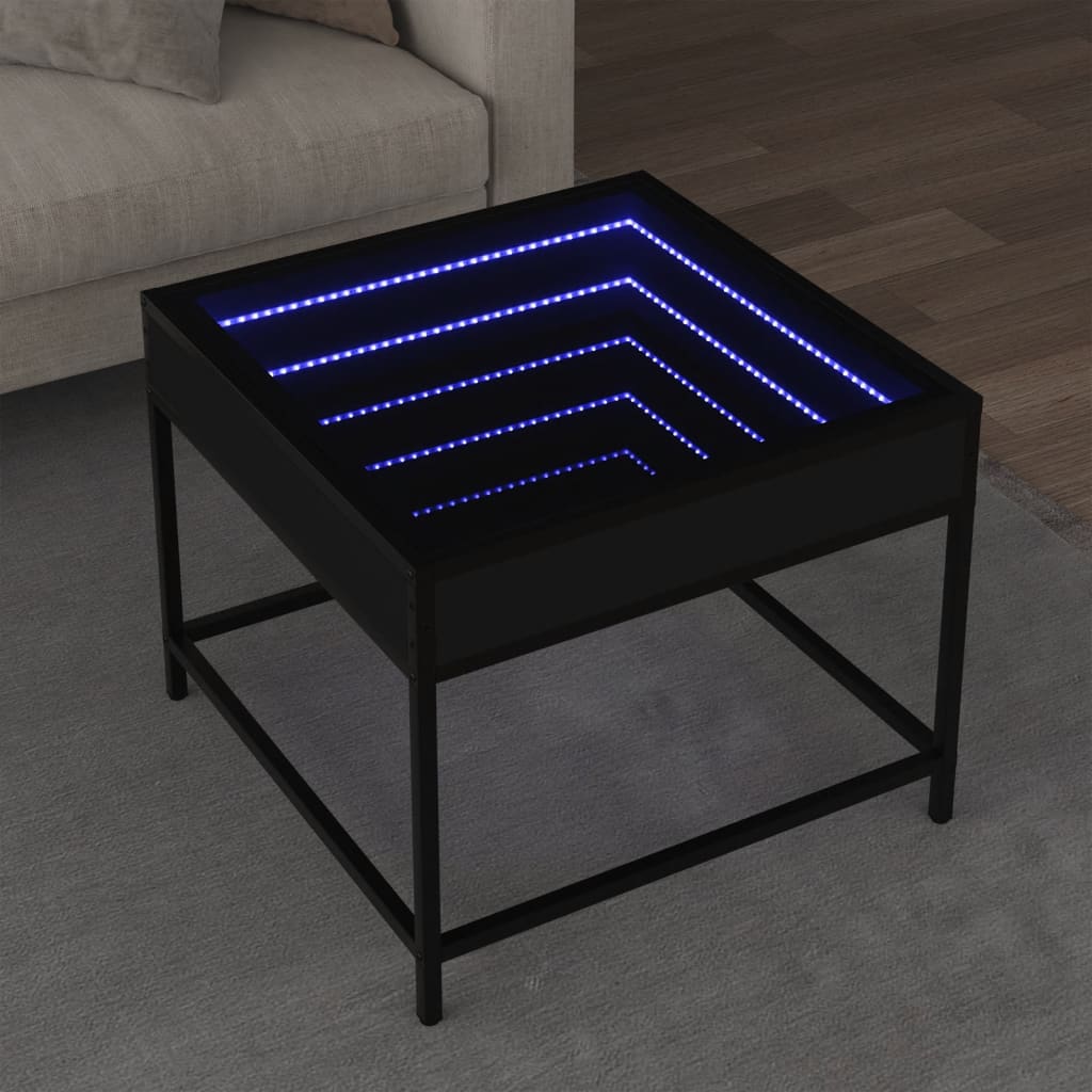 Coffee Table with Infinity LED Black 50x50x41 cm - Design Hut