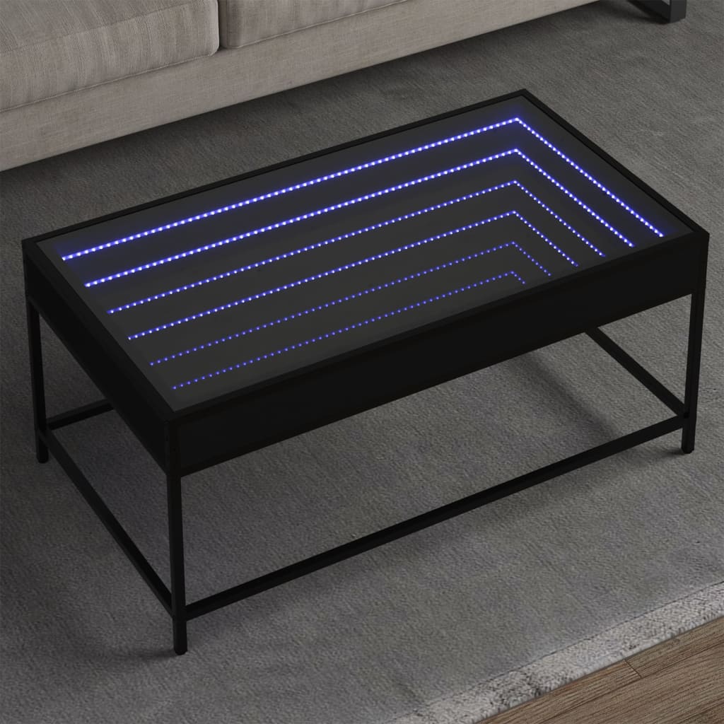 Coffee Table with Infinity LED Black 90x50x41 cm - Design Hut