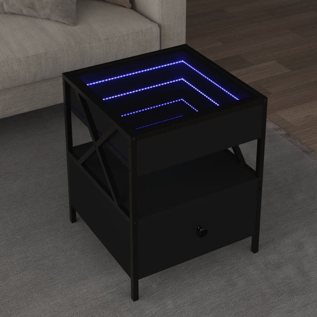 Coffee Table with Infinity LED Black 40x40x51 cm - vid-847717 - Discount Dealers