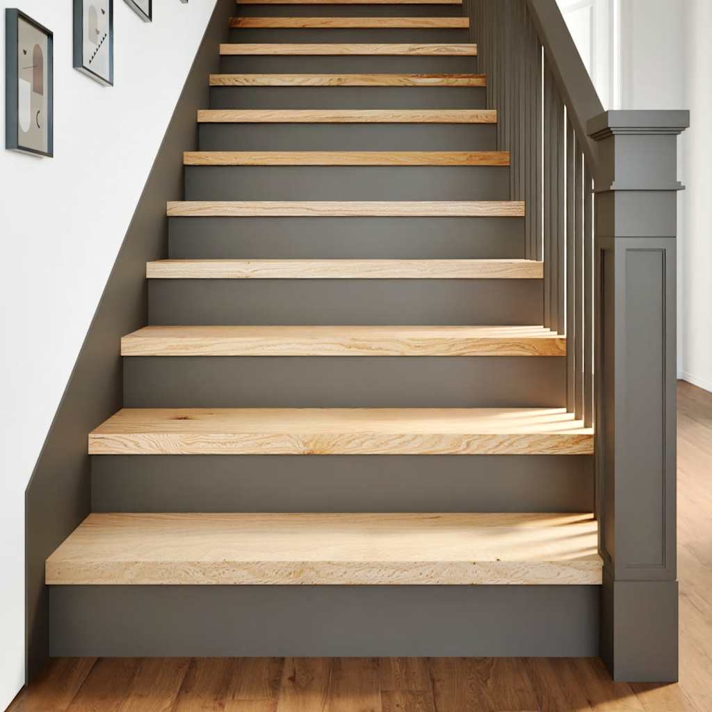 Stair Treads 4 Pieces Untreated 100x25x2 cm Solid Wood Oak - Unbeatable Bargains