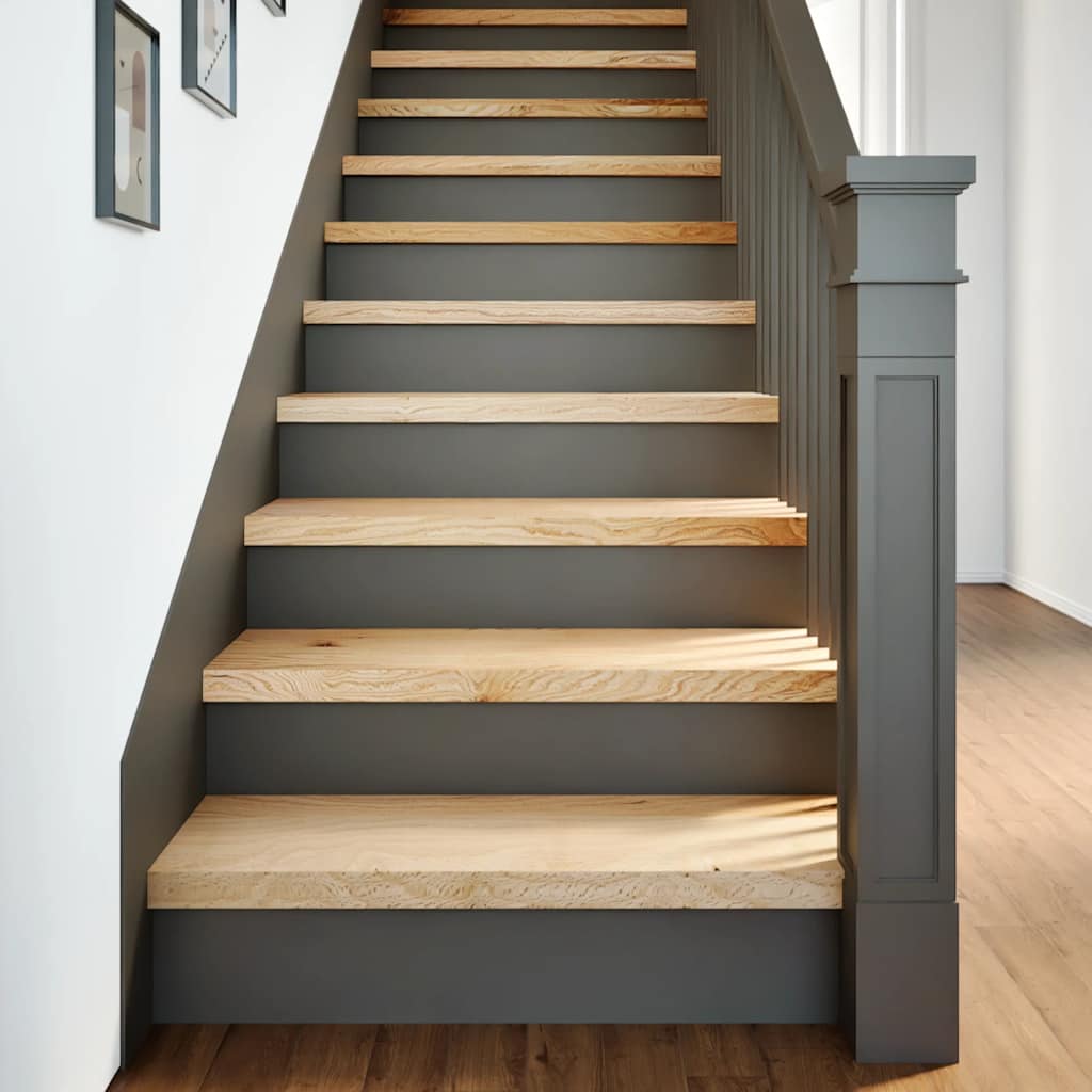 Stair Treads 8 Pieces Untreated 80x25x2 cm Solid Wood Oak - Discount Dealers