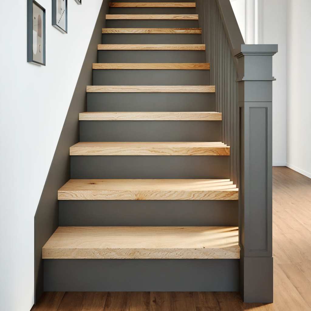 Stair Treads 8 Pieces Untreated 70x30x2 cm Solid Wood Oak - Direct Imports