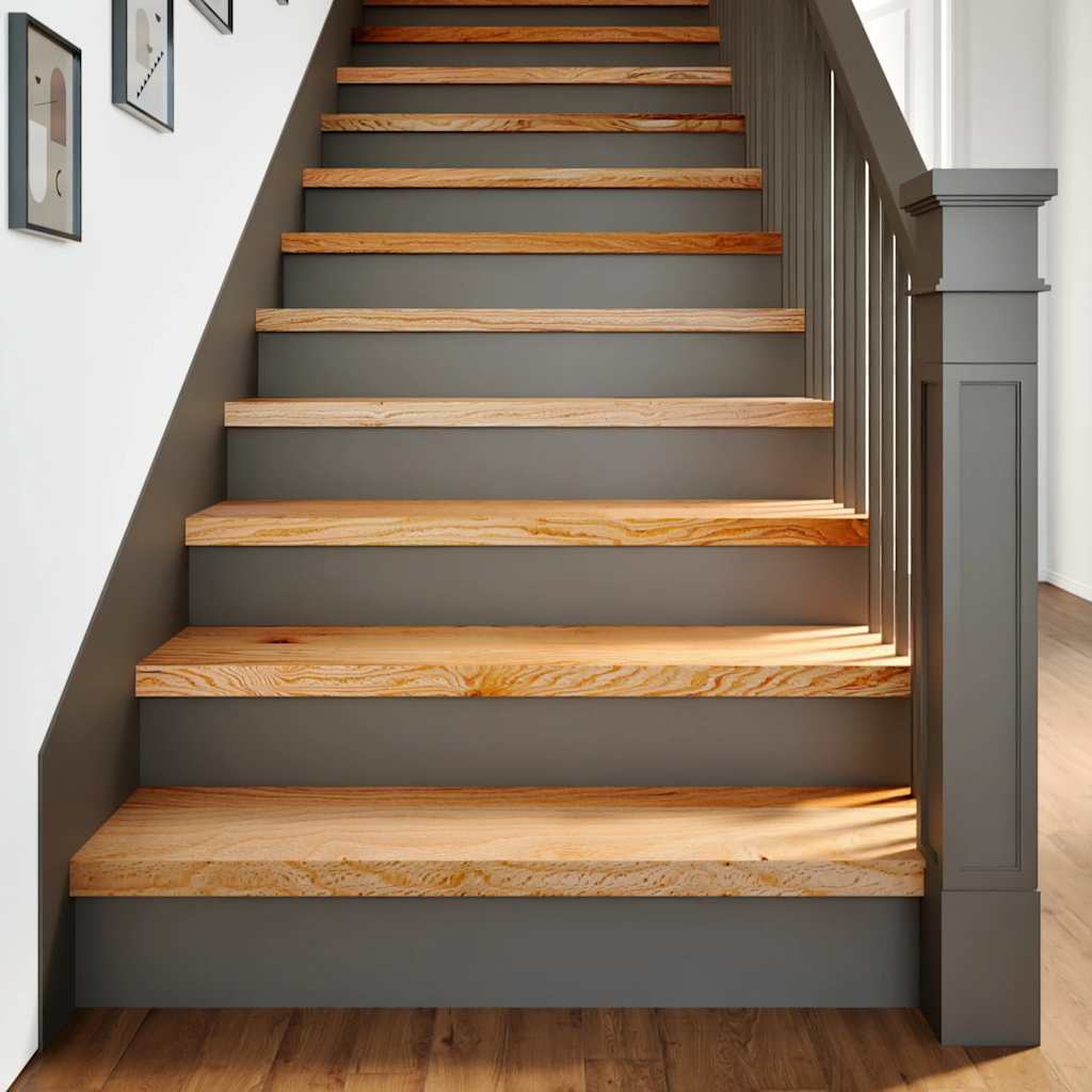 Stair Treads 2 pcs Light Brown 100x30x2 cm Solid Wood Oak - Decor Base