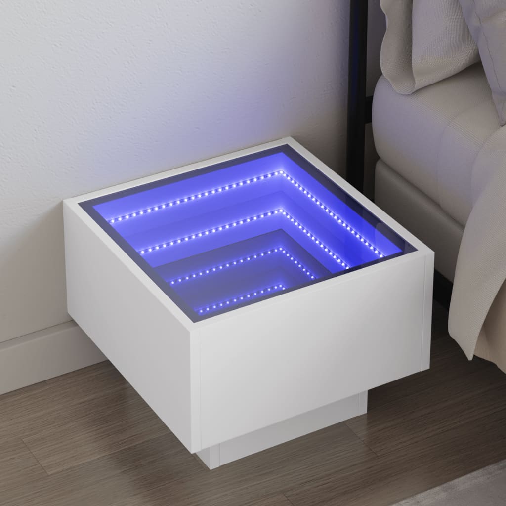 Bedside Table with Infinity LED White 40x40x30 cm - Design Hut