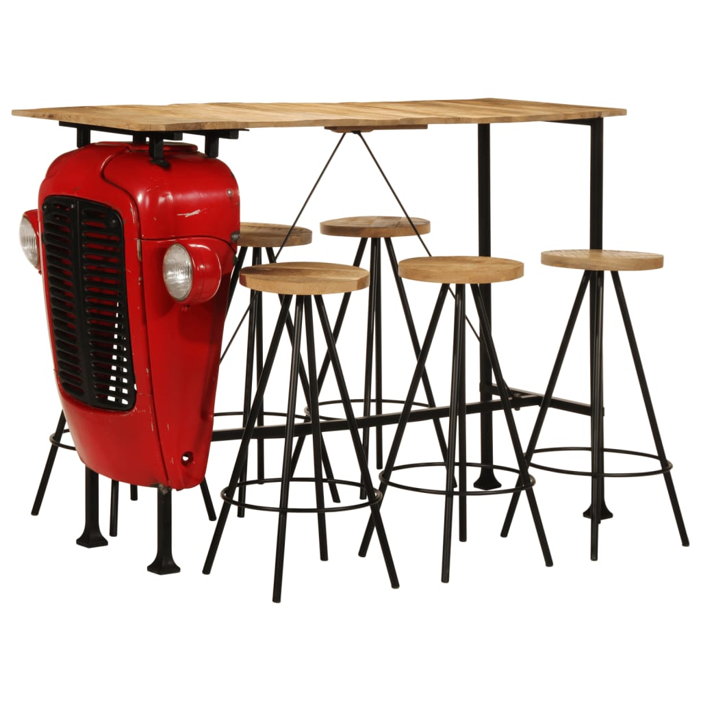 7 Piece Bar Set Solid Wood Mango - Charlotte Dunes