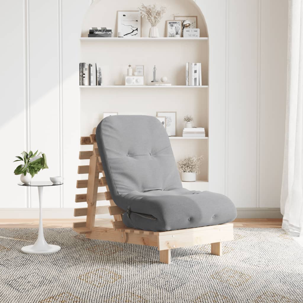 Futon Sofa Bed with Mattress 60x206x11 cm Solid Wood Pine - Charlotte Dunes