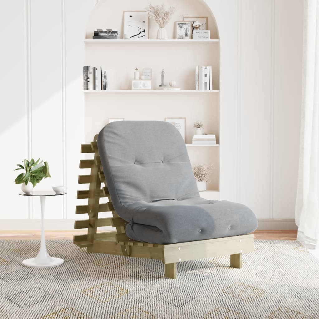 Futon Sofa Bed with Mattress 70x206x11 cm Impregnated Wood Pine - Discount Dealers