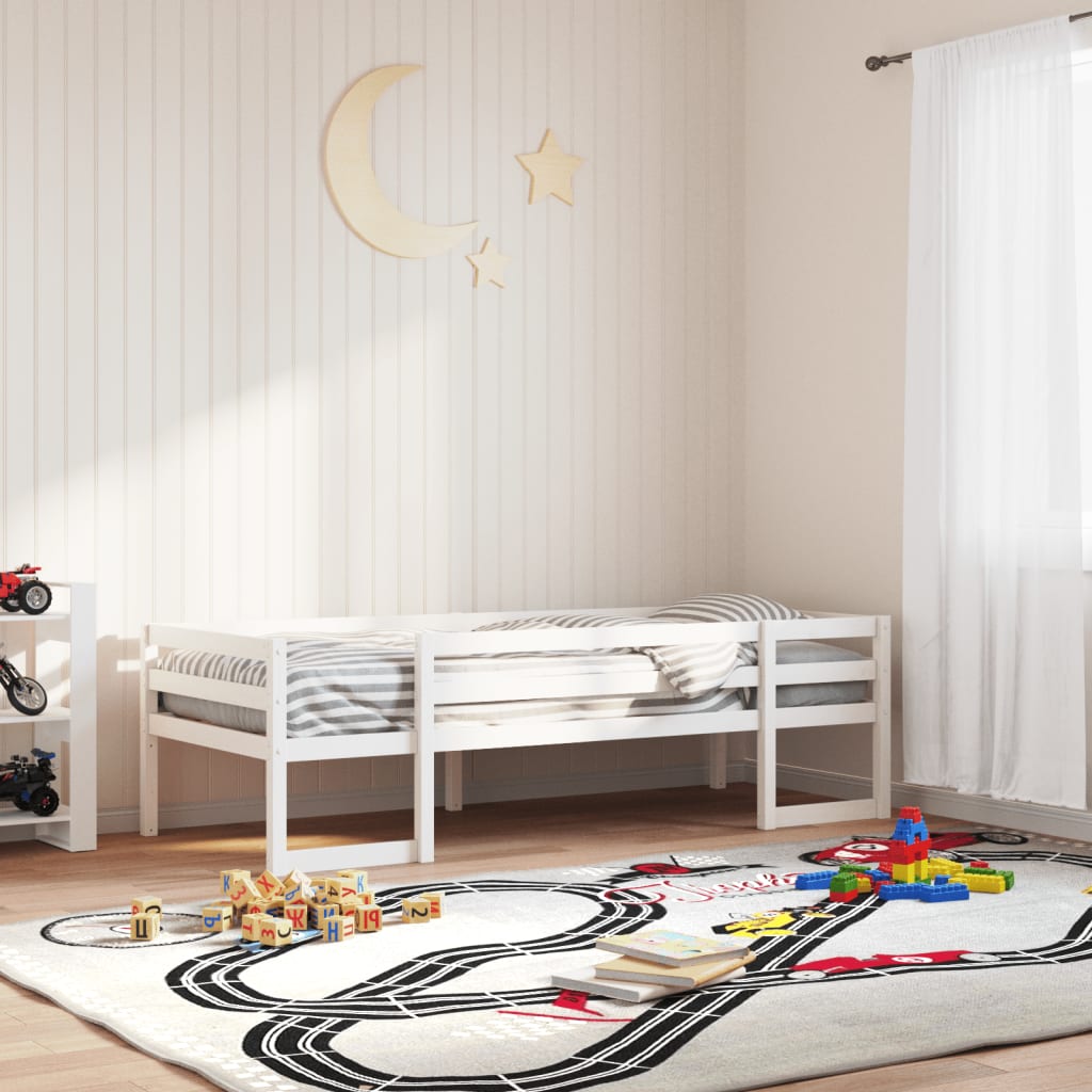 Kids Bedframe White 90x200cm Solid Wood Pine - Decor Base