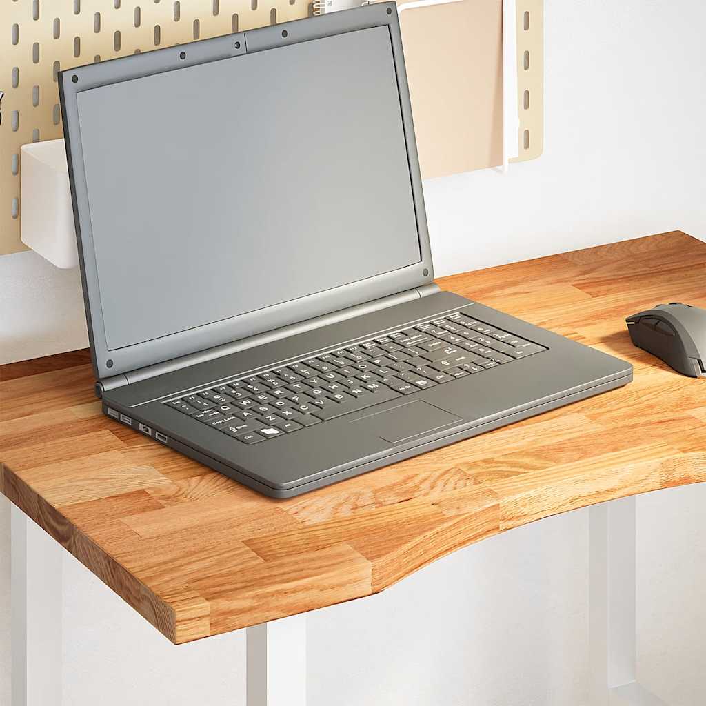 Desk Top Light Brown 80x60x2.5 cm Solid Wood Oak Rectangular - Tyrell & Tyrell